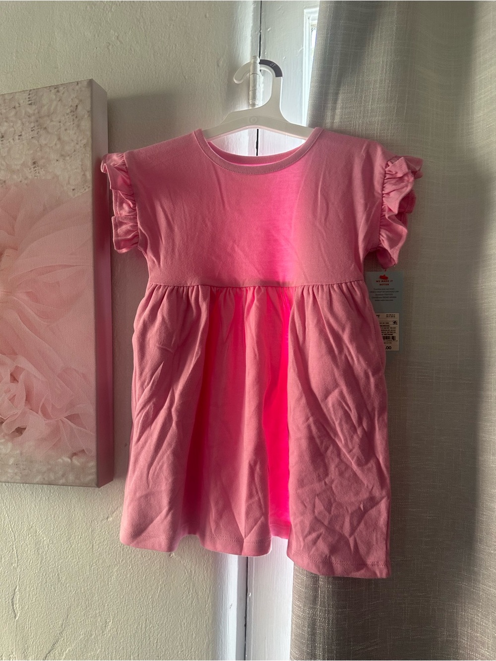 Cat & Jack Pink Ruffle Sleeve Tee Dress
